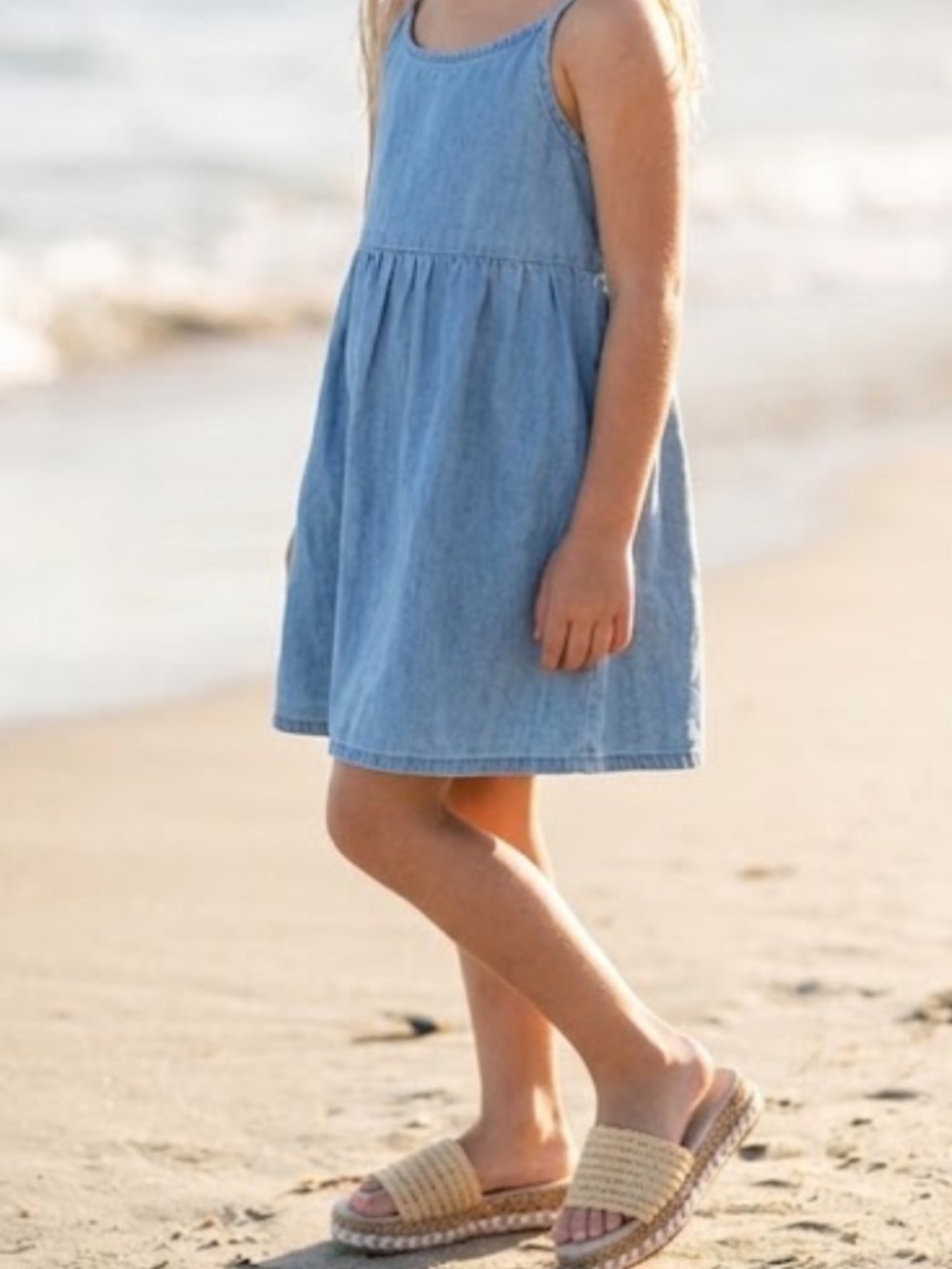 Girls Slide Sandals in Natural Beige - Lightweightl Summer Comfort